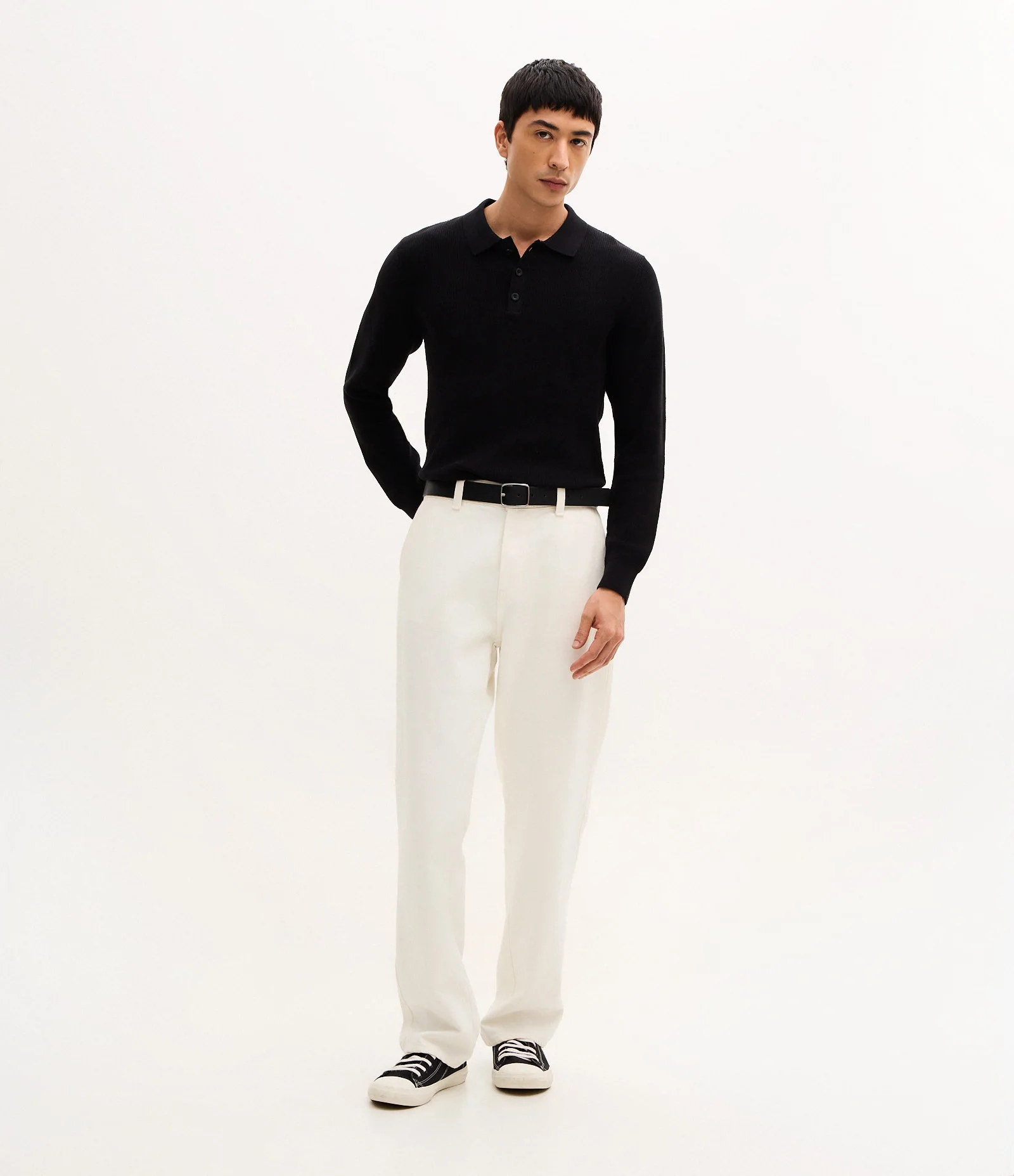 Suéter Texturizado com Gola Polo Preto 2