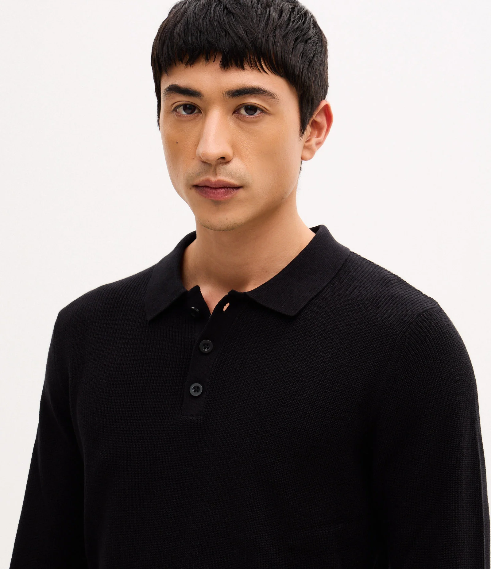 Suéter Texturizado com Gola Polo Preto 4