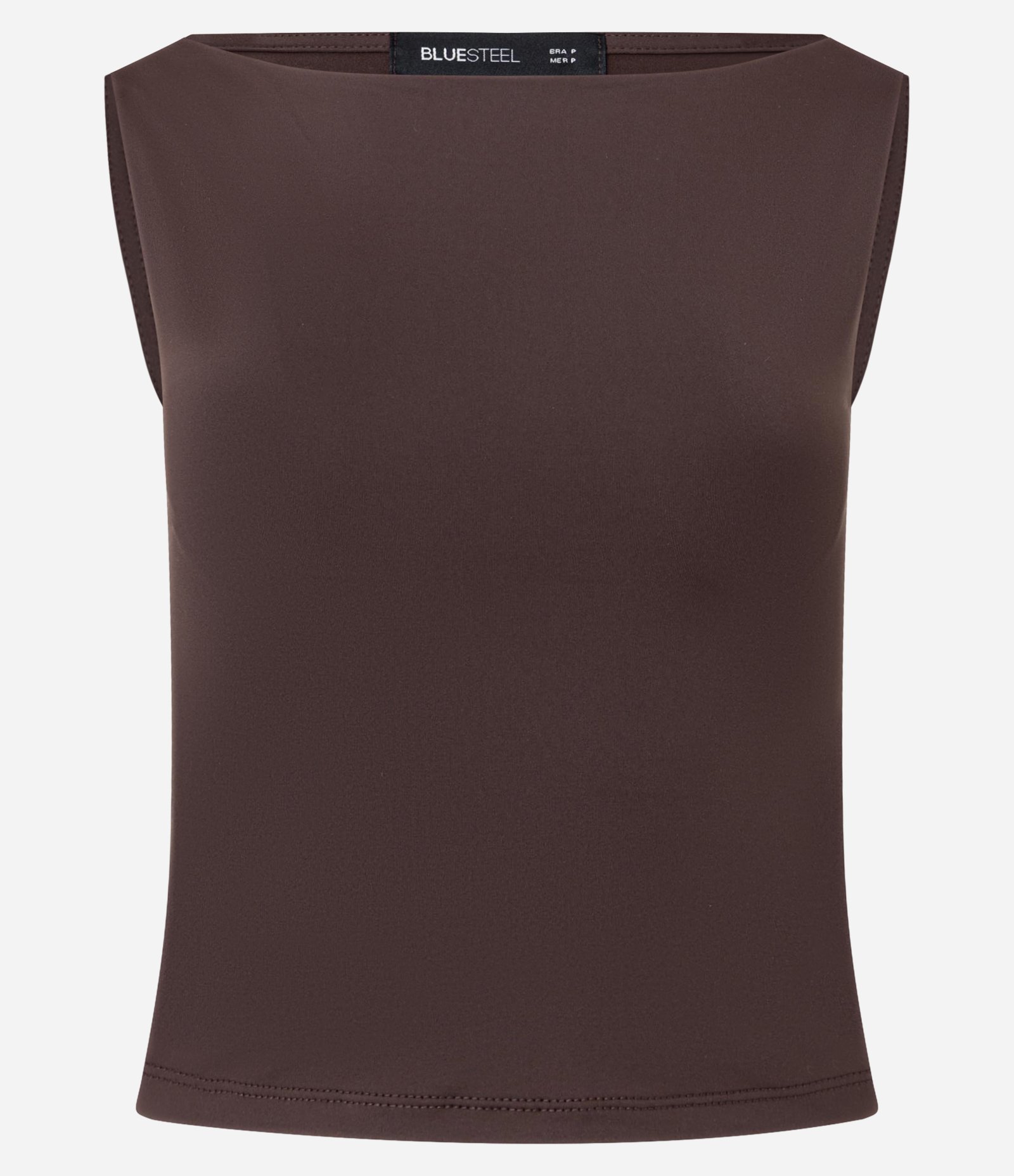 Blusa Sem Manga em Microfibra com Decote Canoa Marrom 4