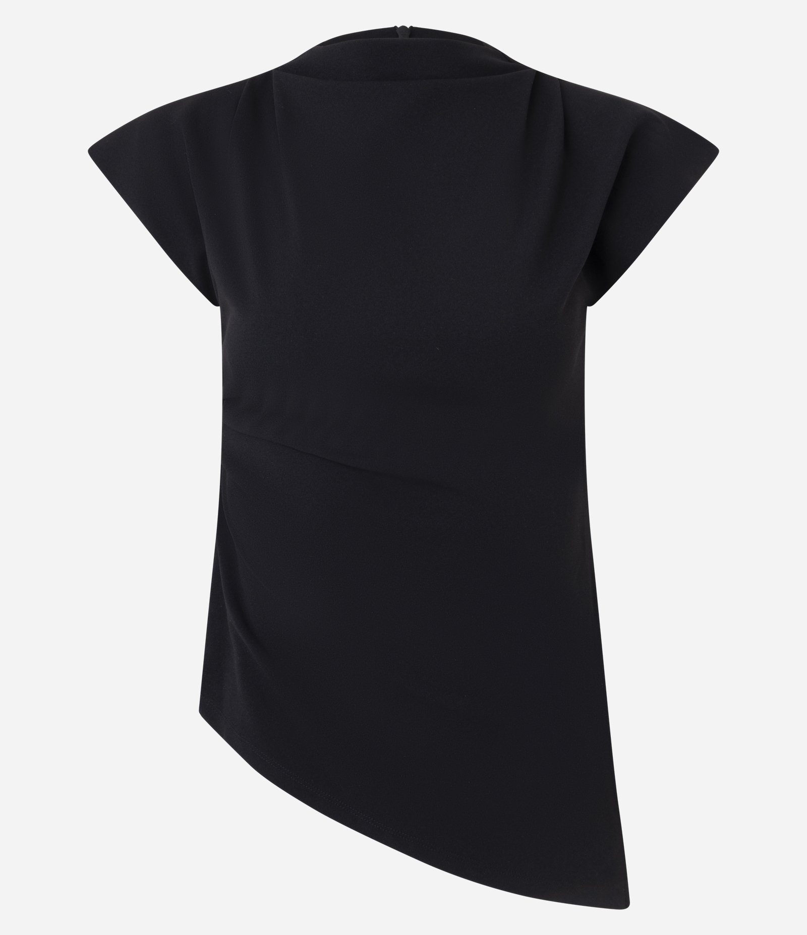Blusa em Crepe com Ombreiras e Barra Assimétrica Preto 4