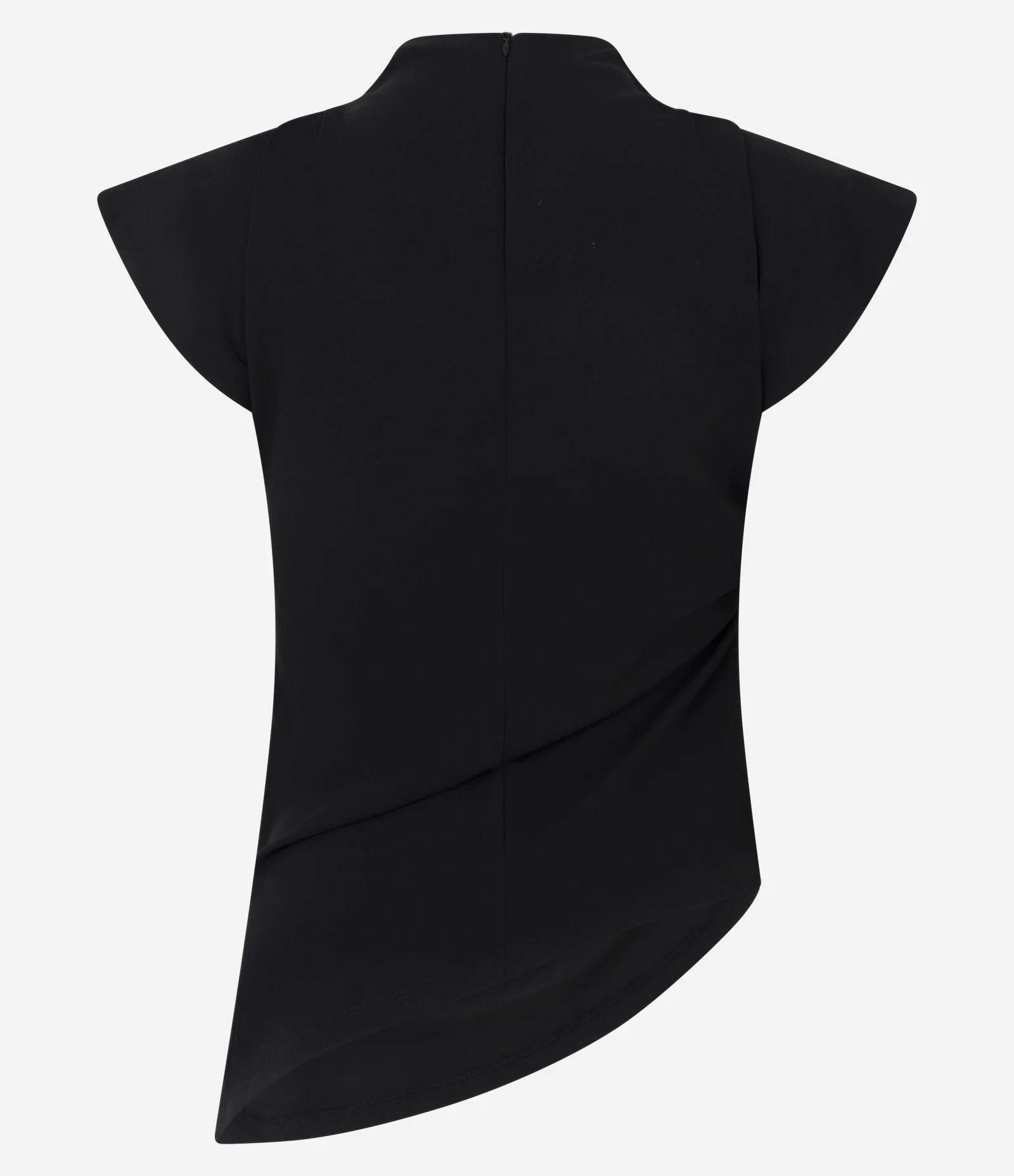 Blusa em Crepe com Ombreiras e Barra Assimétrica Preto 5