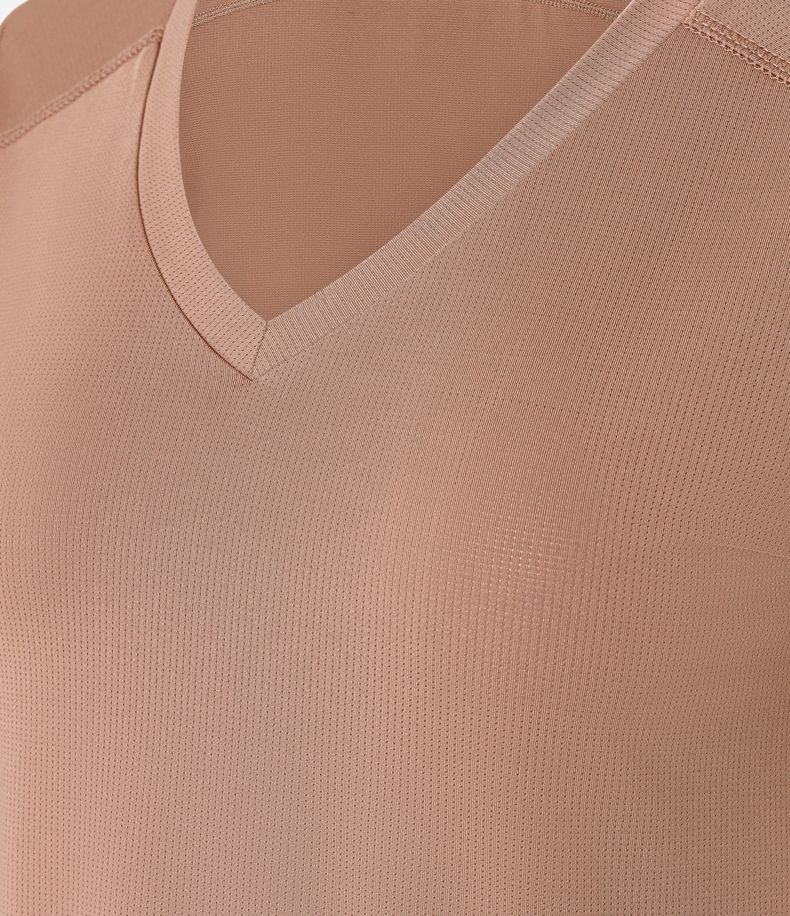 Camiseta Esportiva em Microfibra Furadinha com Barra Mullet Marrom Claro 6