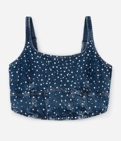 Top Jeans com Aplicação de Estrelinhas e Lastex nas Costas Curve & Plus Size