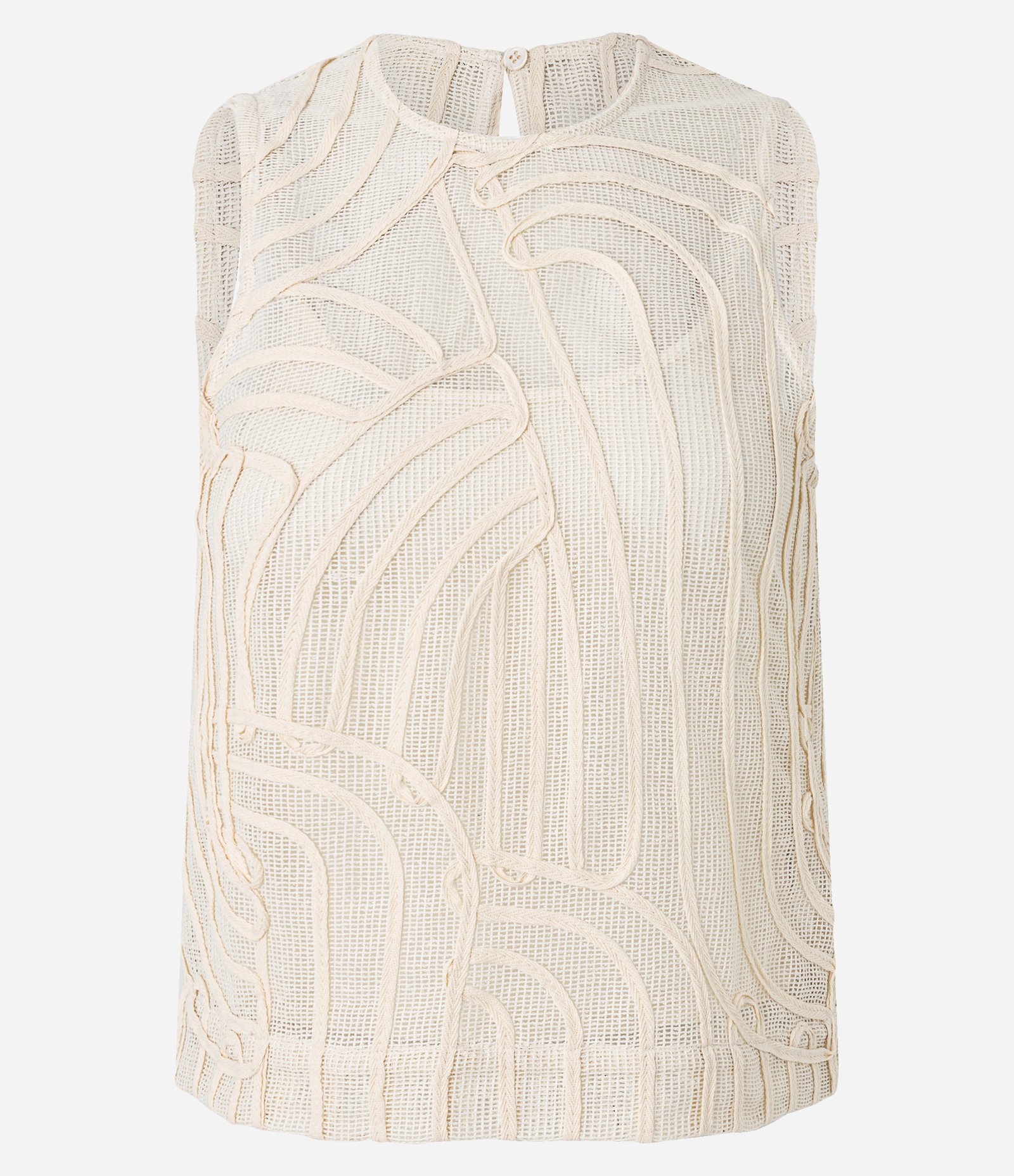 Blusa Sem Manga com Textura Crochetada Bege 6