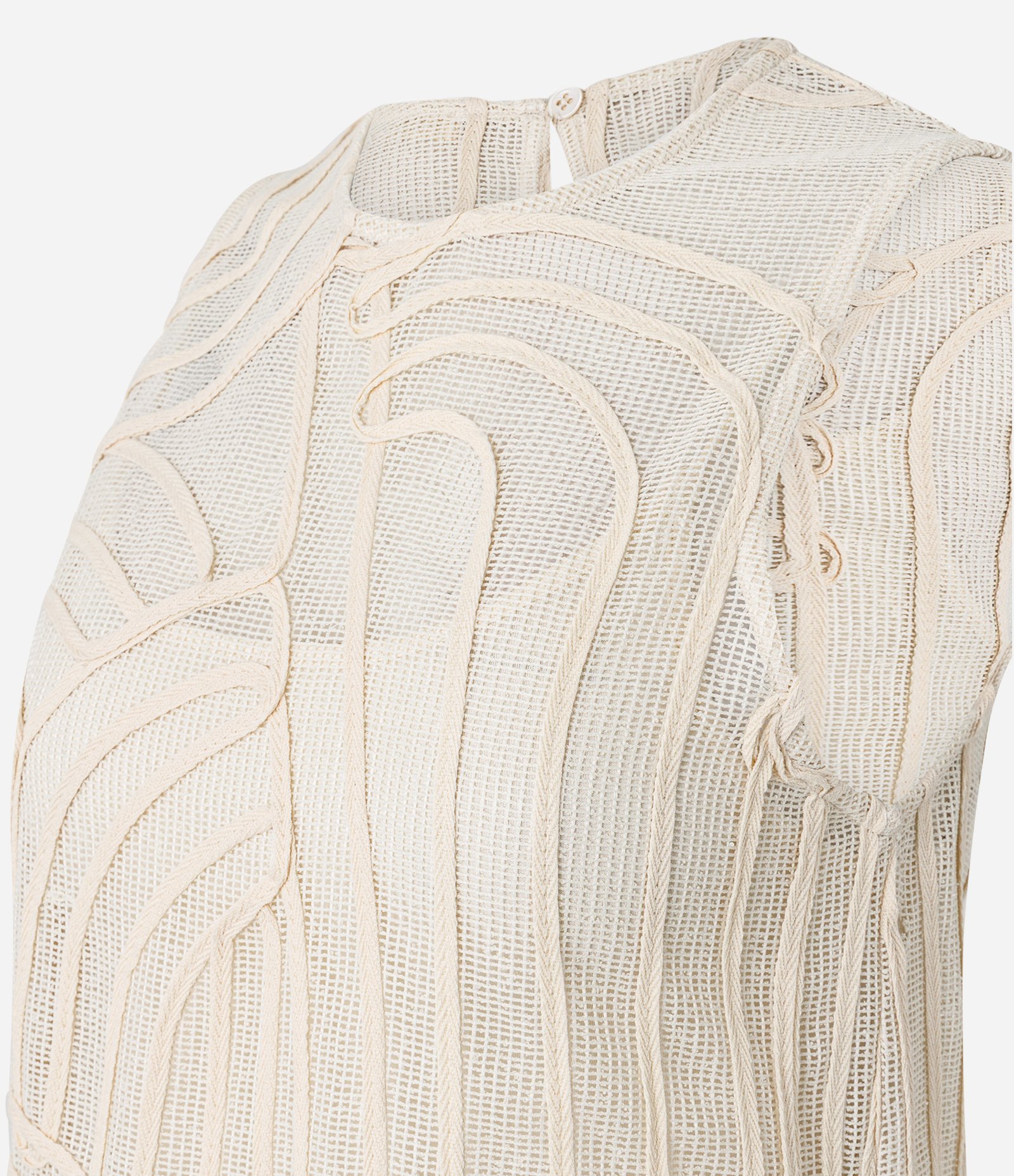 Blusa Sem Manga com Textura Crochetada Bege 7