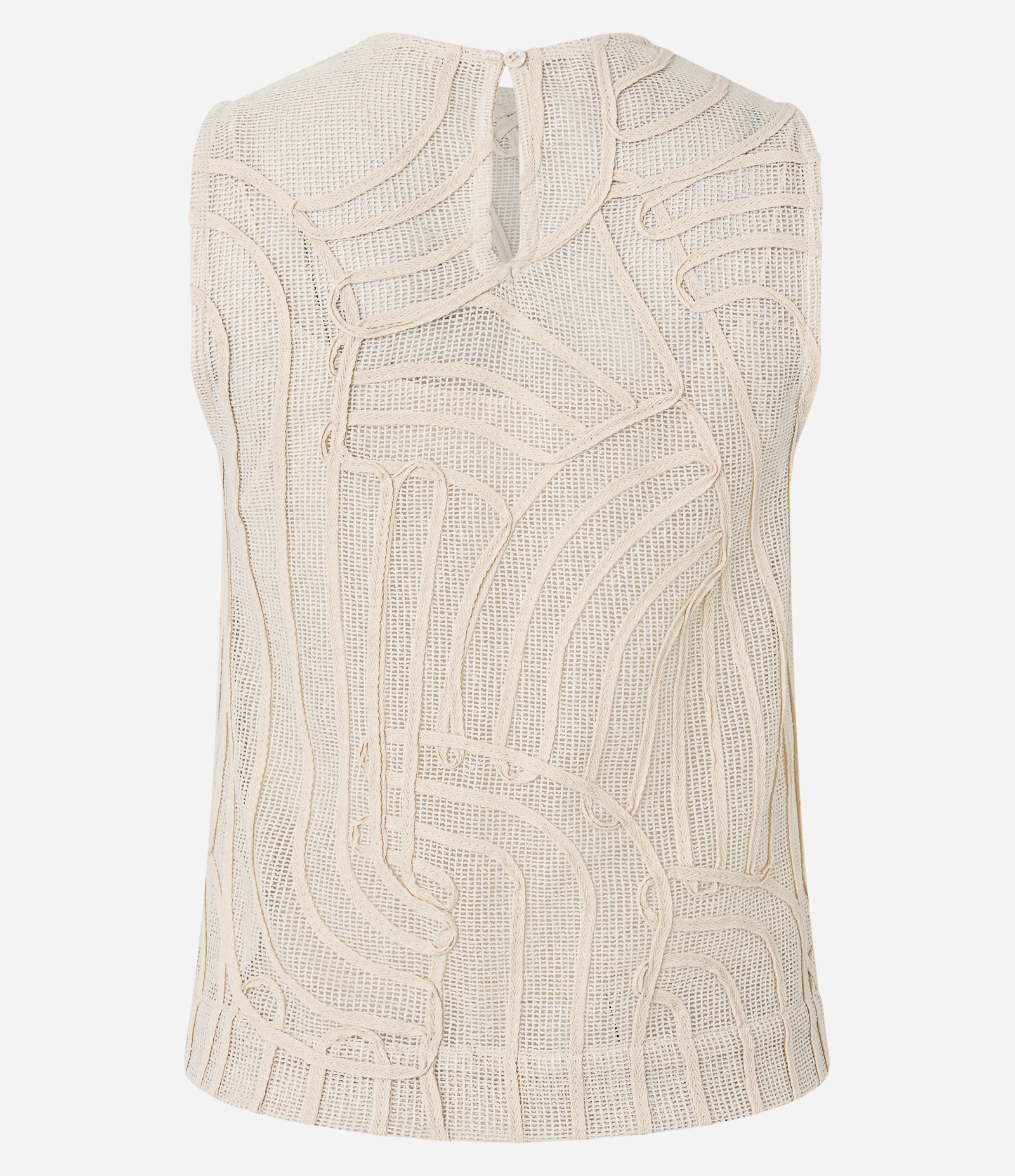 Blusa Sem Manga com Textura Crochetada Bege 8