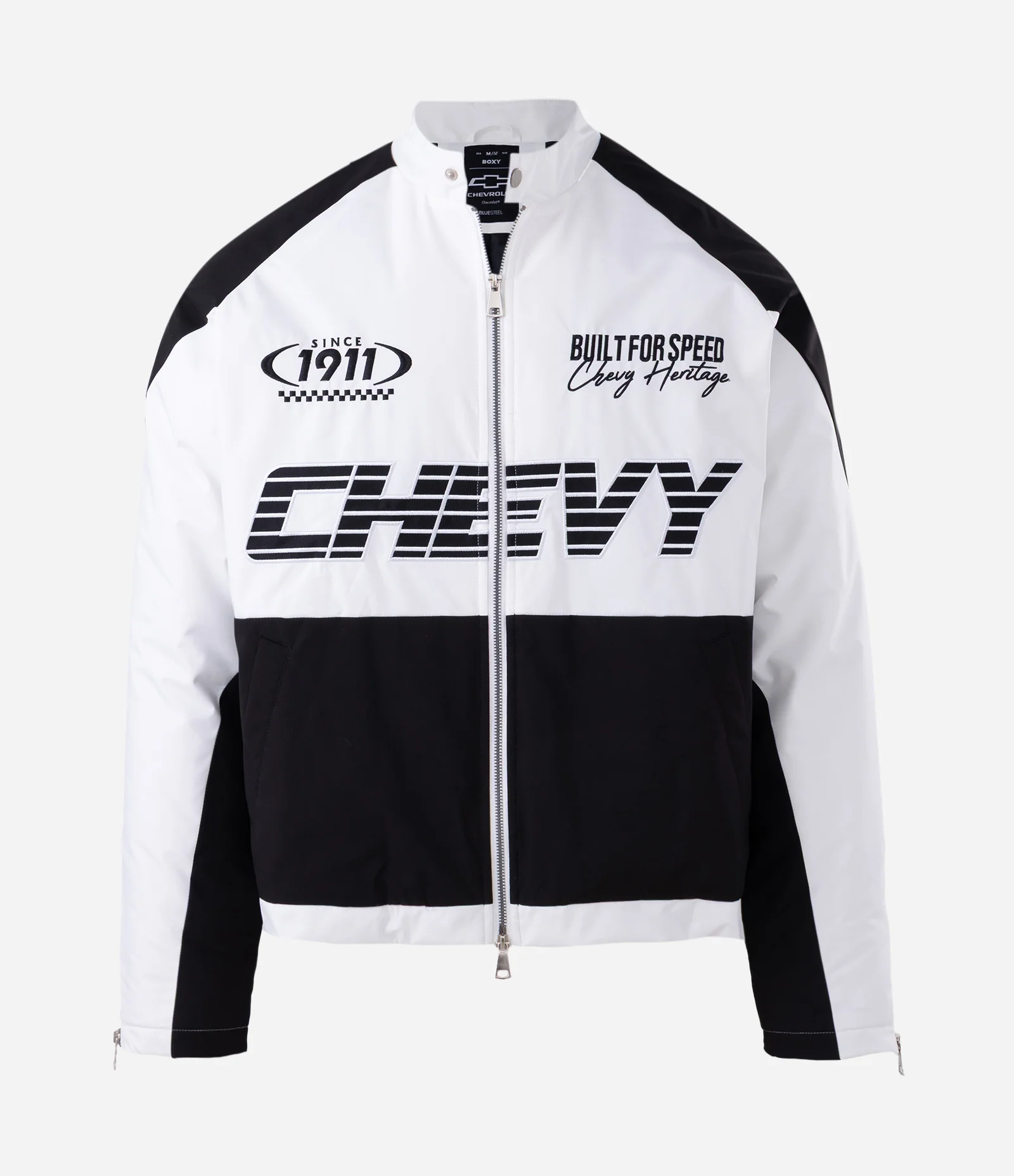 Jaqueta Bomber em Microfibra com Estampa Chevrolet Branco 5