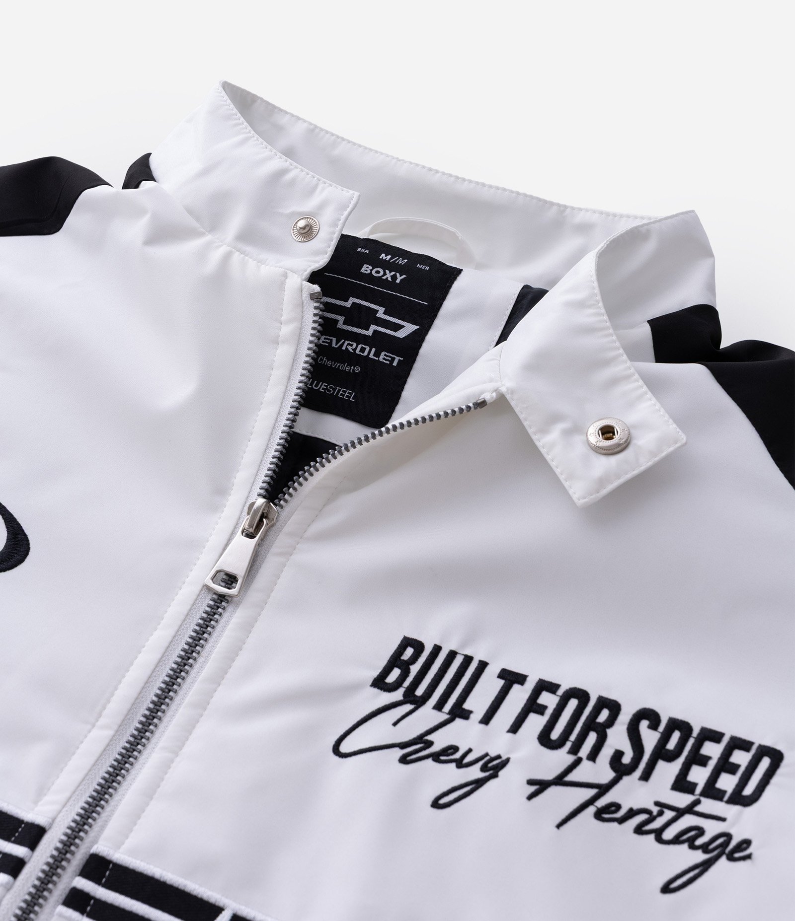 Jaqueta Bomber em Microfibra com Estampa Chevrolet Branco 12