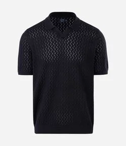 Polo Manga Curta com Texturizado Zig Zag