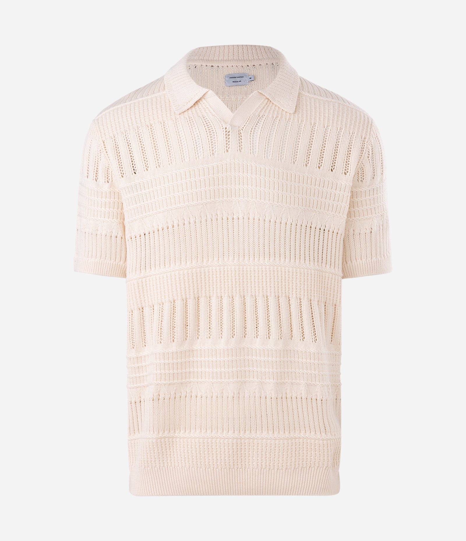 Polo Tricô Texturizada com Cabos e Relevos Bege 1