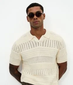 Polo Tricô Texturizada com Cabos e Relevos