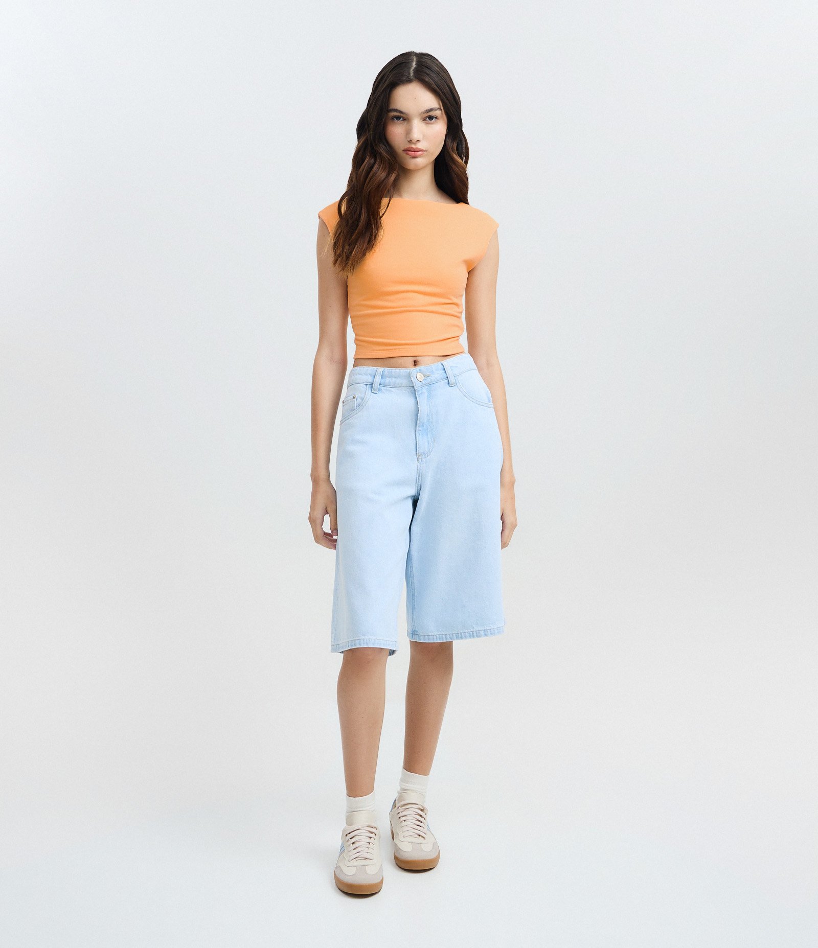 Blusa em Cotton com Decote Aberto nas Costas Laranja 3