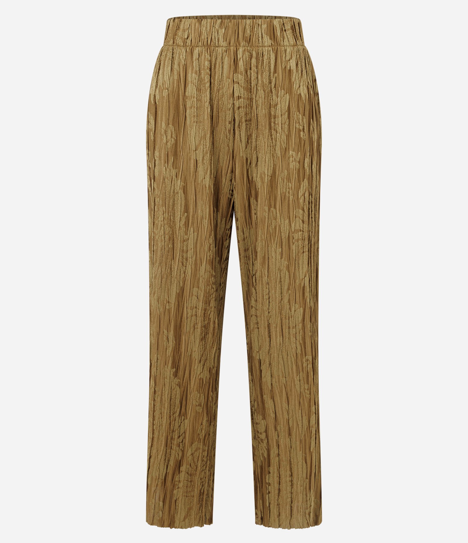 Calça Reta Cintura Alta com Textura Jacquard Amarelo Queimado 5