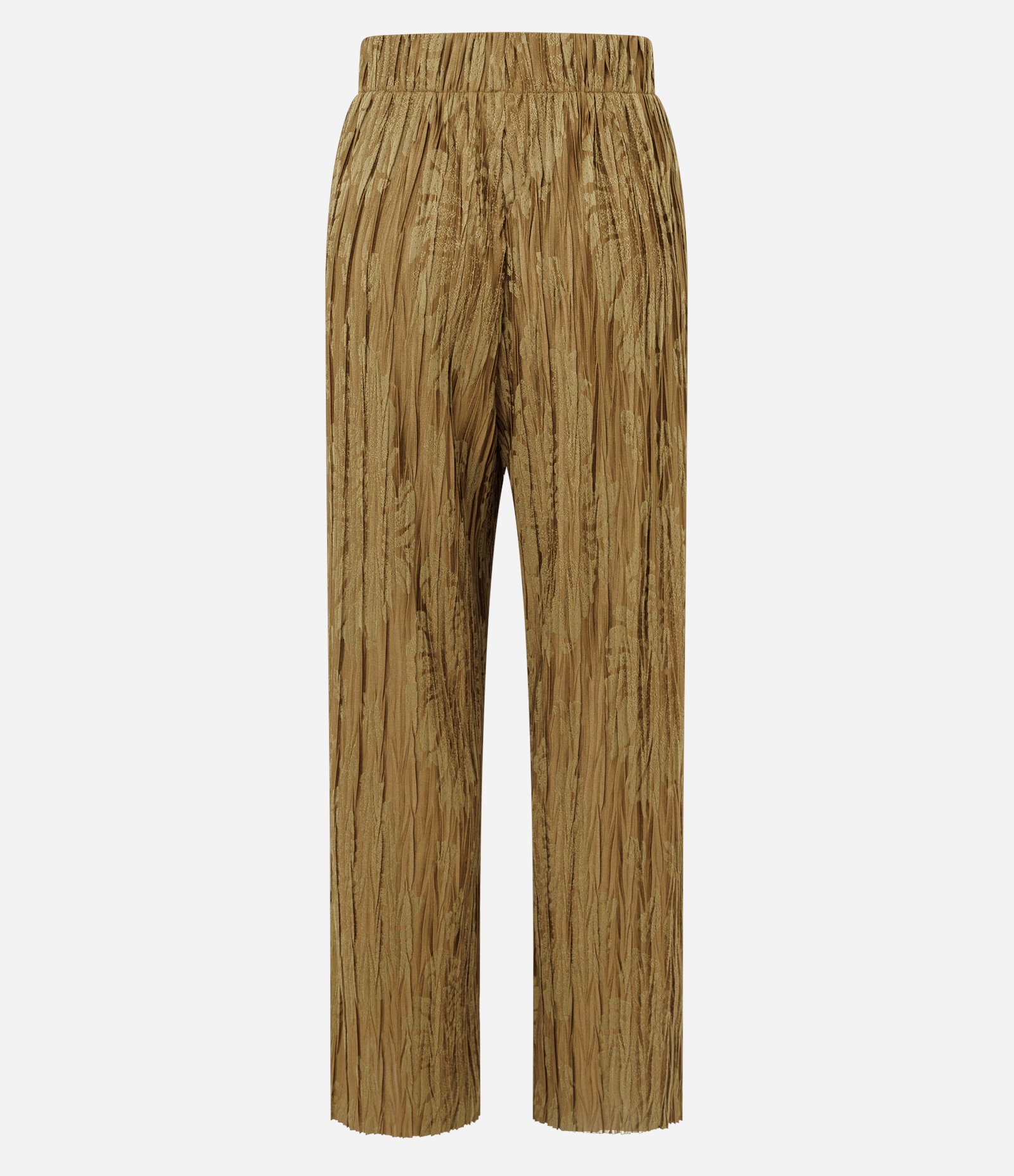 Calça Reta Cintura Alta com Textura Jacquard Amarelo Queimado 7