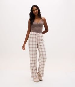 Calça de Pijama em Flanela com Estampa Xadrez