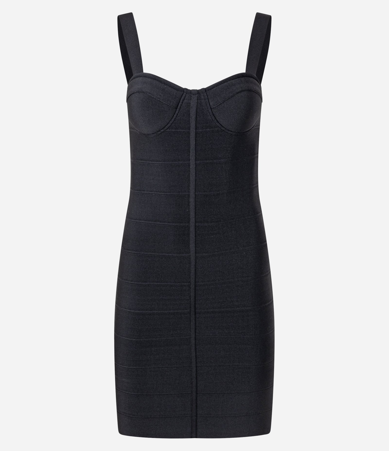 Vestido Curto em Bandagem com Decote Coração e Bojo Preto 1