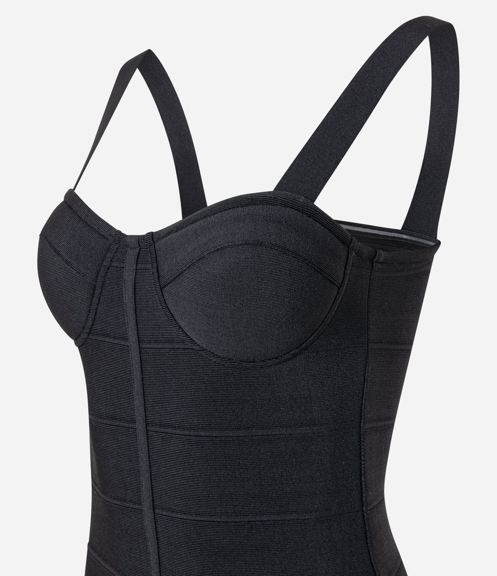 Vestido Curto em Bandagem com Decote Coração e Bojo Preto 2