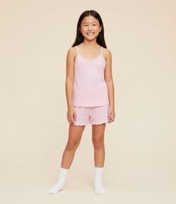 Pijama Infantil em Pointelle com Blusa Alcinha e short – Tam 5 a 16 Anos