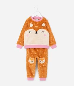 Pijama Infantil com Estampa de Raposa e Orelhas 3D – Tam 2 a 4 Anos