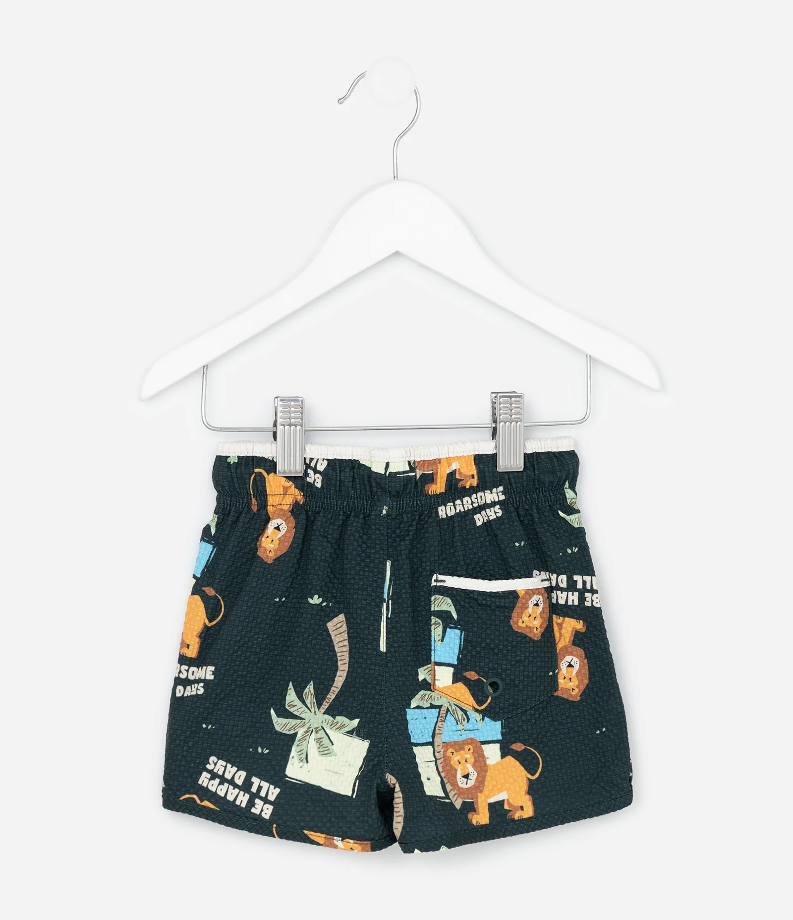 Bermuda Infantil com Estampa de Leão e Palmeiras - Tam 1 a 6 Anos Preto 2