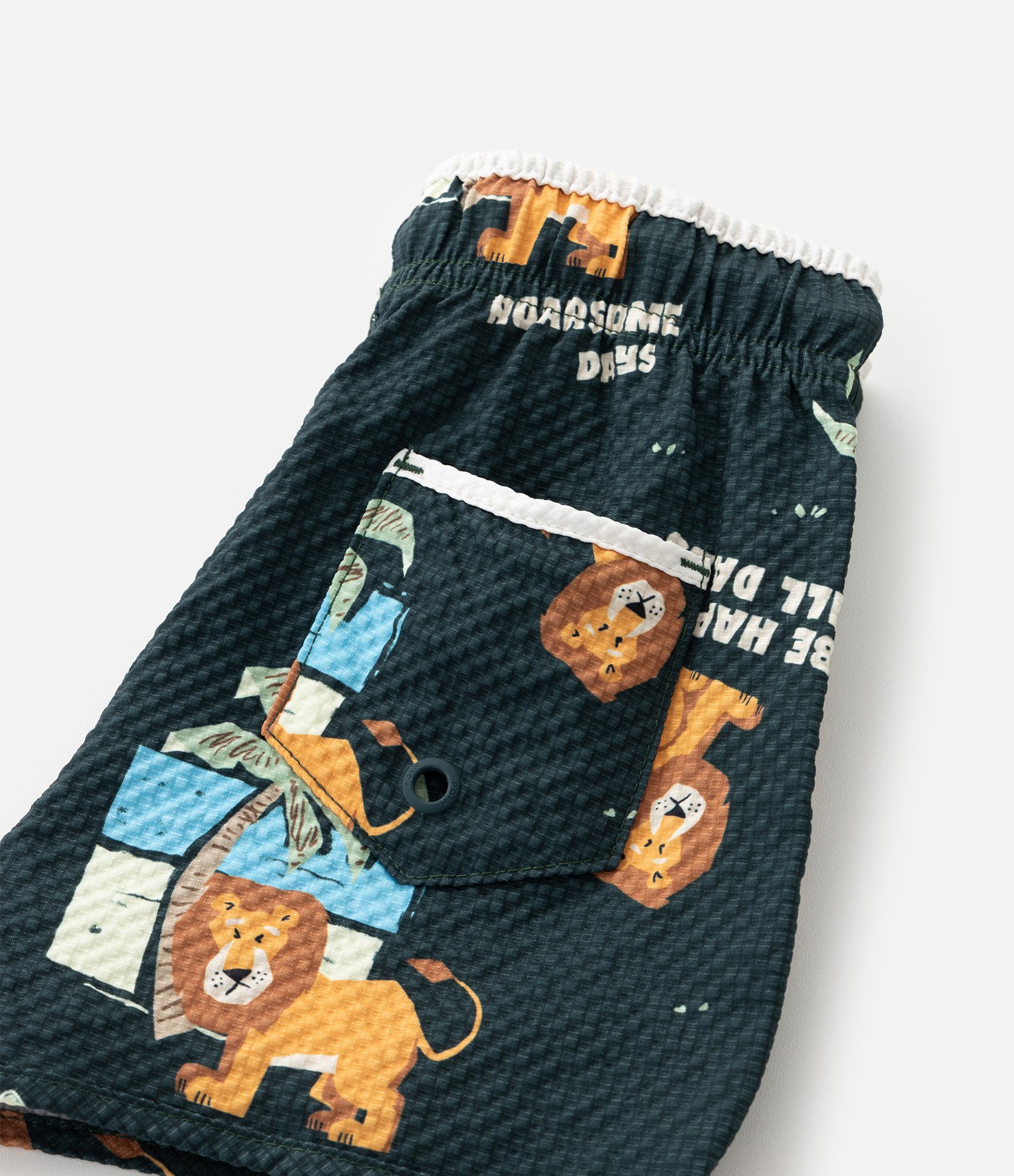 Bermuda Infantil com Estampa de Leão e Palmeiras - Tam 1 a 6 Anos Preto 4