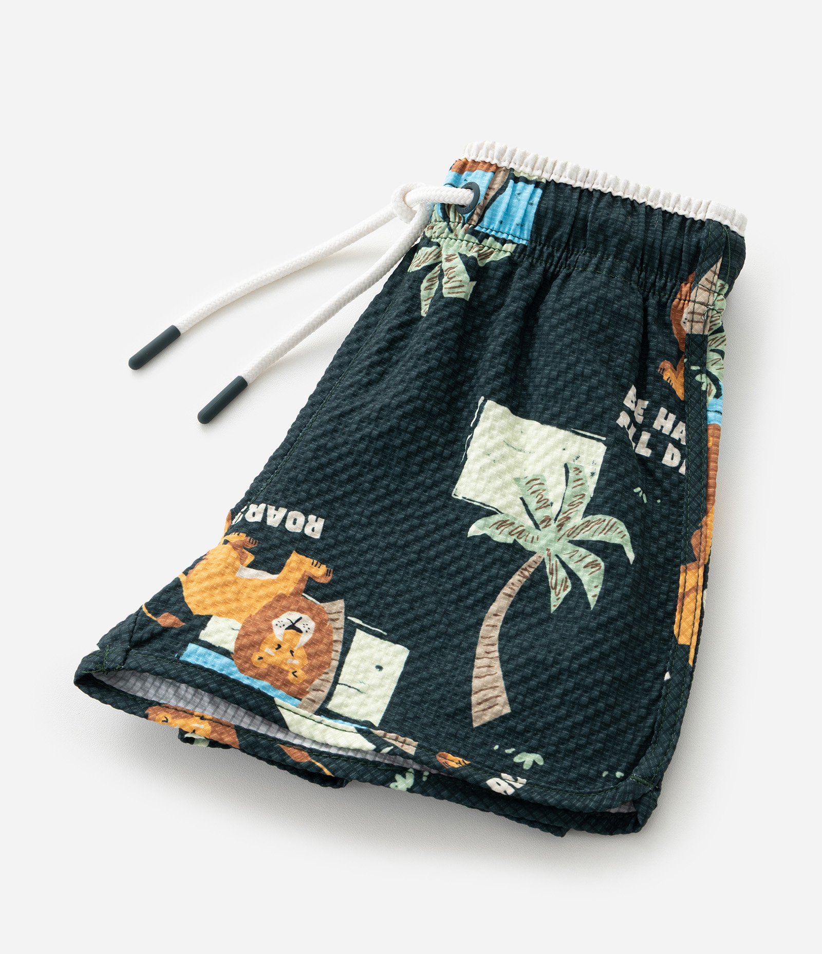 Bermuda Infantil com Estampa de Leão e Palmeiras - Tam 1 a 6 Anos Preto 5