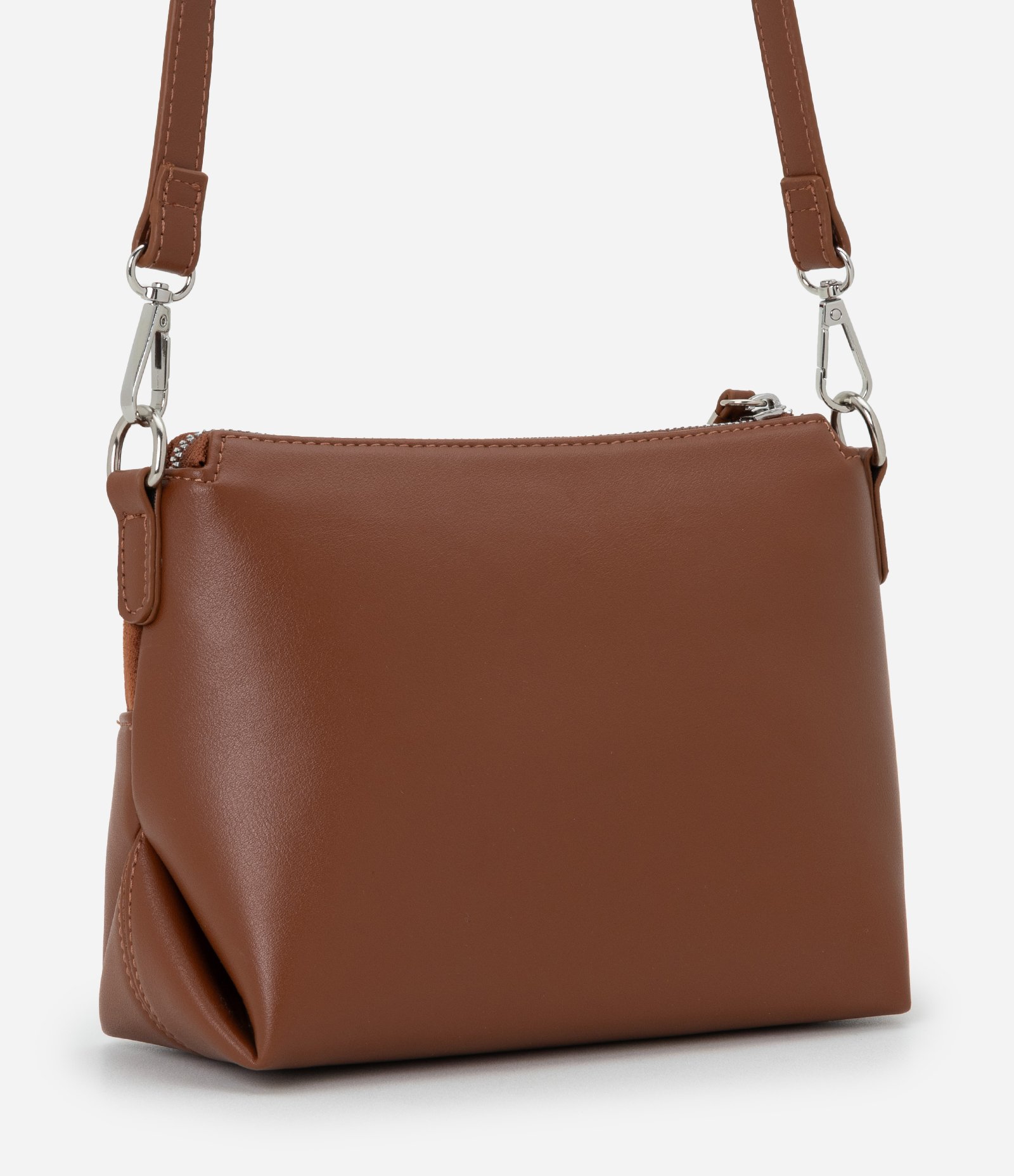 Bolsa de Ombro Pequena com Textura Aveludada Marrom 3