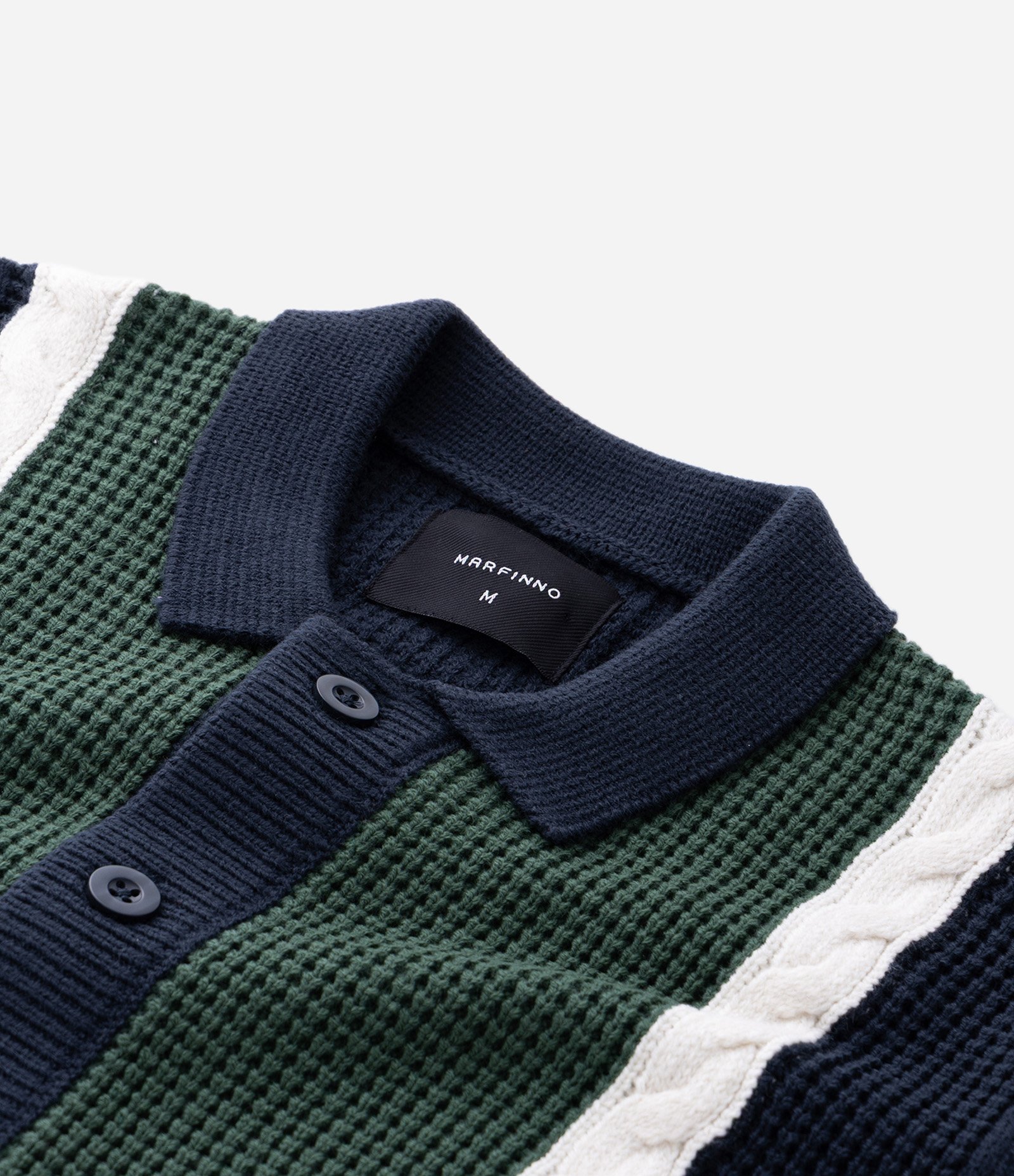 Cardigan em Efeito Tricô com Faixas Azul 9