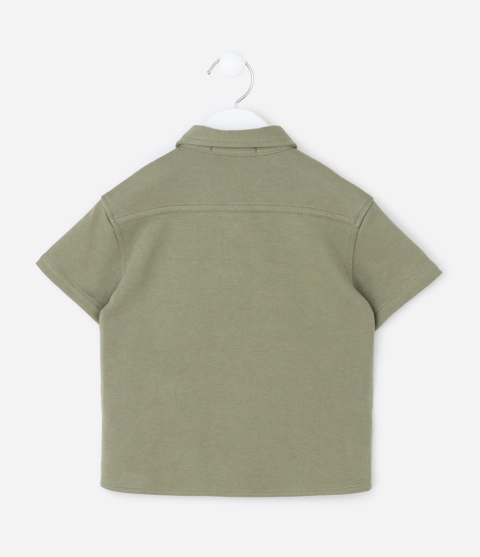 Camisa Infantil em Piquet com Bolsos – Tam 1 a 5/6 Anos Verde Oliva 3