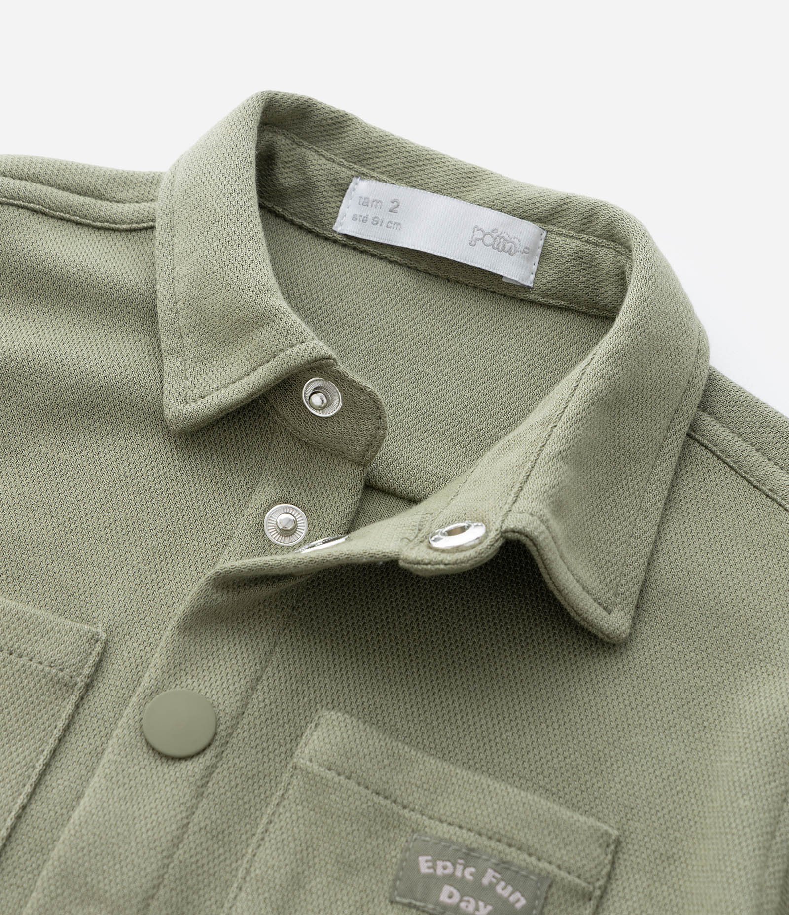 Camisa Infantil em Piquet com Bolsos – Tam 1 a 5/6 Anos Verde Oliva 5