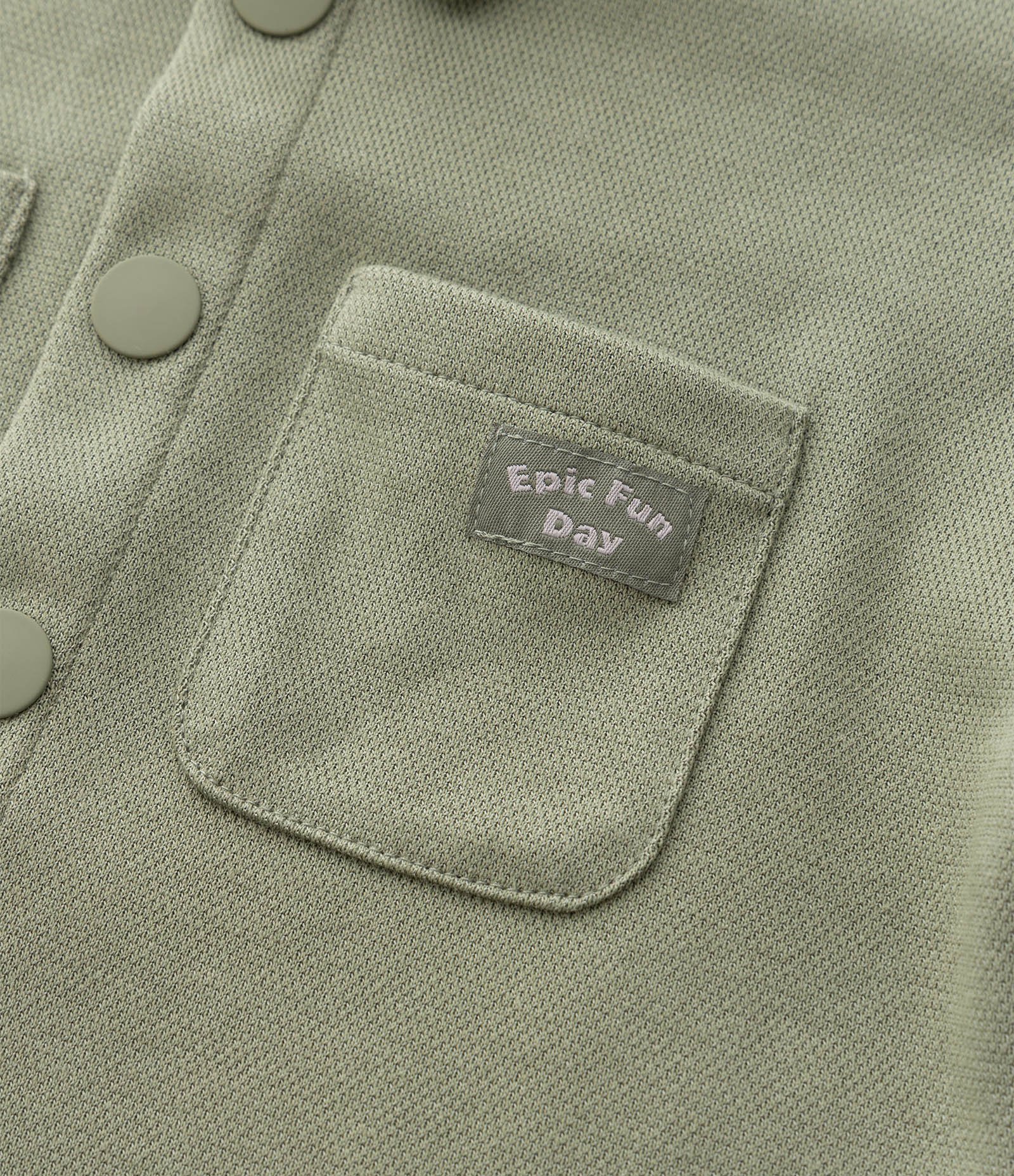 Camisa Infantil em Piquet com Bolsos – Tam 1 a 5/6 Anos Verde Oliva 6