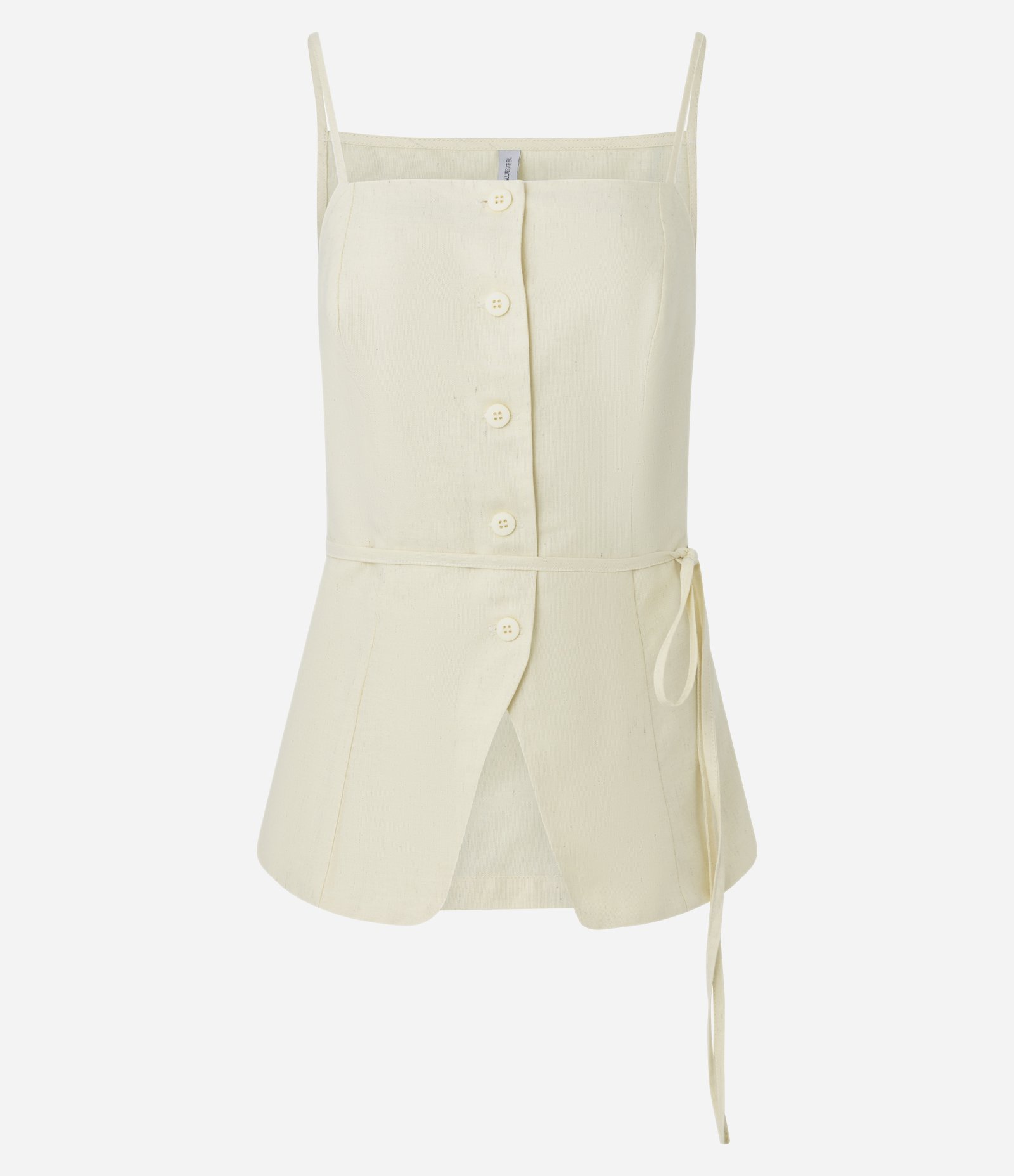 Colete Acinturado em Algodão com Linho e Amarração Amarelo 4