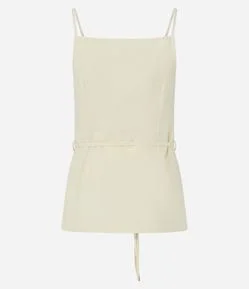 Colete Acinturado em Algodão com Linho e Amarração