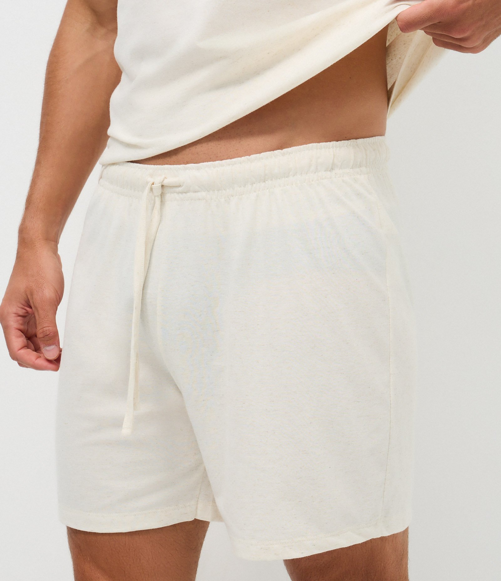 Pijama Curto em Algodão com Linho Branco 3