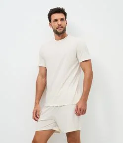Pijama Curto em Algodão com Linho