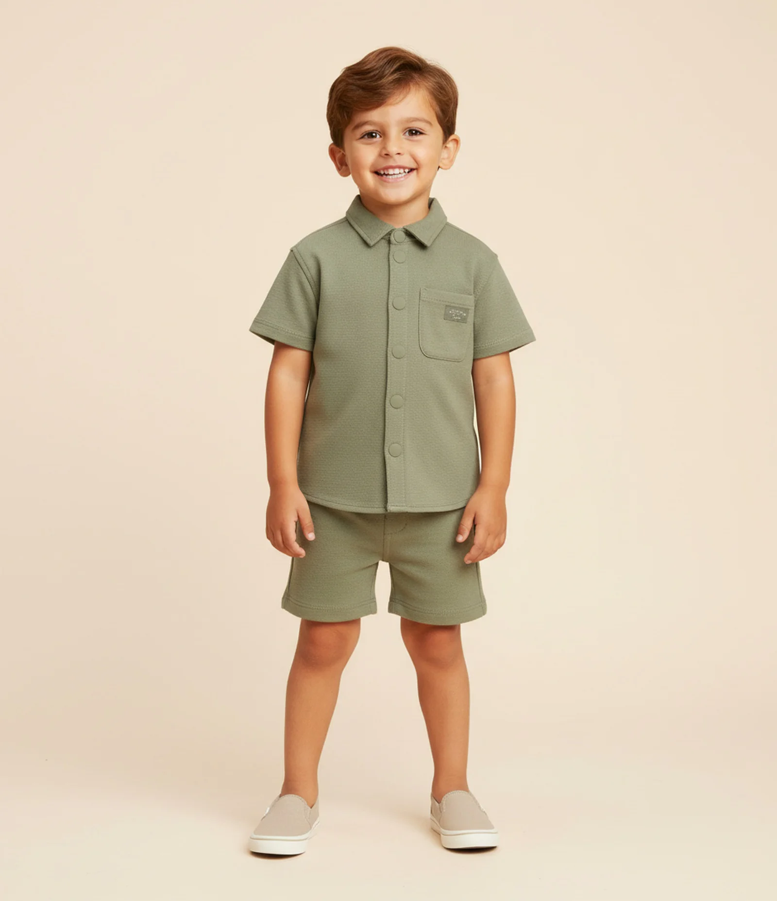 Bermuda Infantil com Bolso – Tam 1 a 5/6 Anos Verde Oliva 1