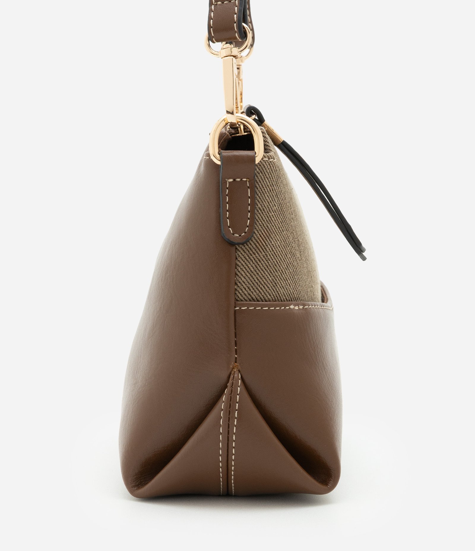 Bolsa Pequena em PU com Detalhes Metalizados Marrom 2