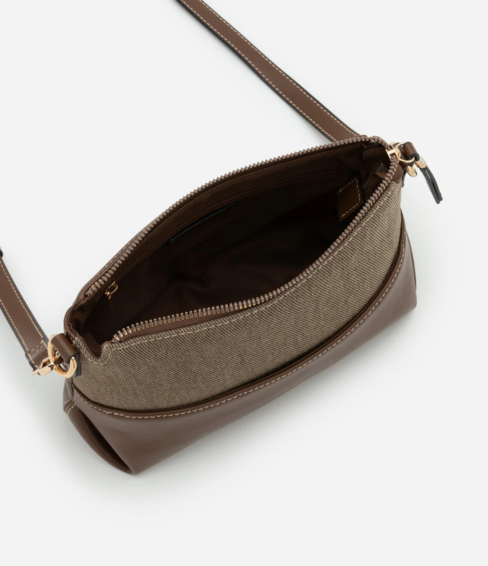 Bolsa Pequena em PU com Detalhes Metalizados Marrom 4