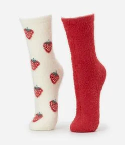 Kit 02 Meias Cano Alto com Pelo Artificial