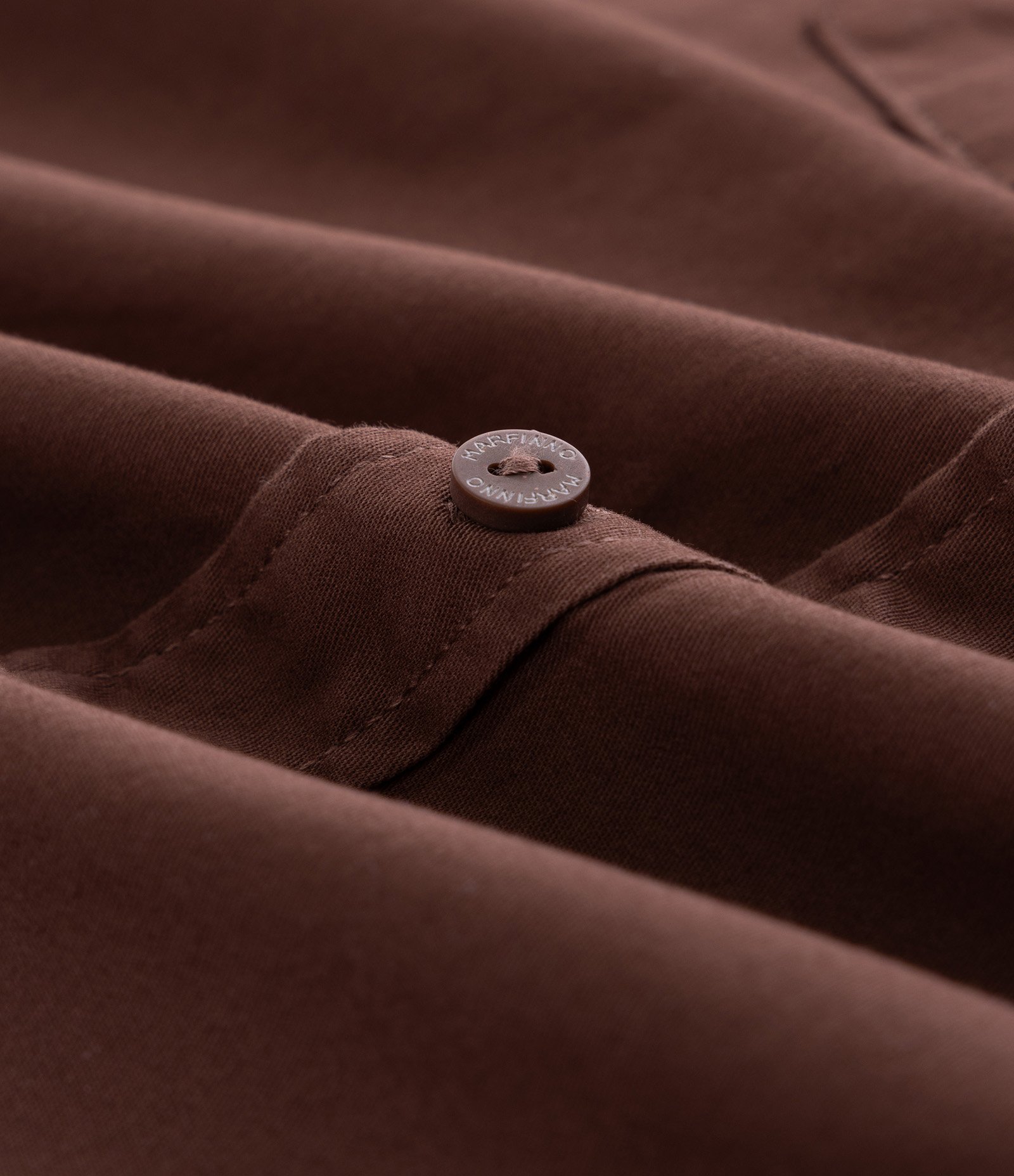 Camisa Manga Longa em Sarja com Bolsos Frontais Marrom 3