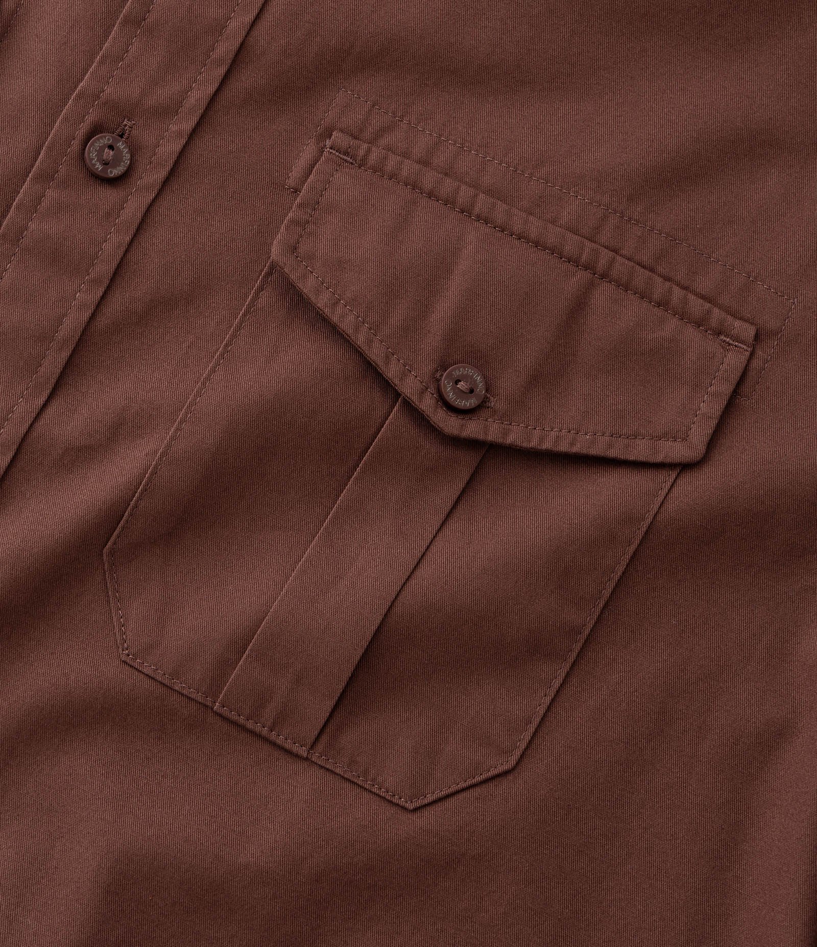 Camisa Manga Longa em Sarja com Bolsos Frontais Marrom 6