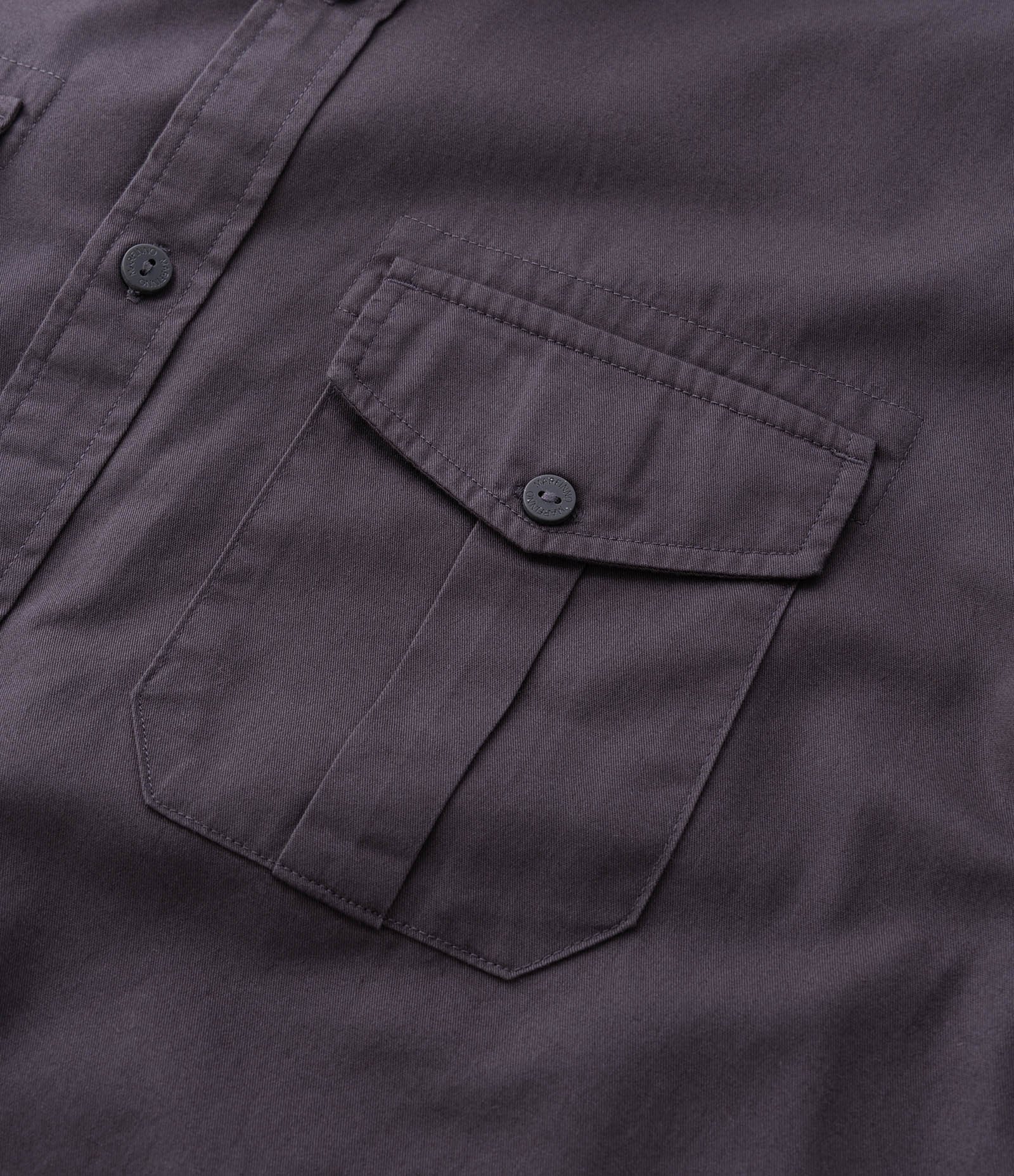 Camisa Manga Longa em Sarja com Bolsos Frontais Cinza 4