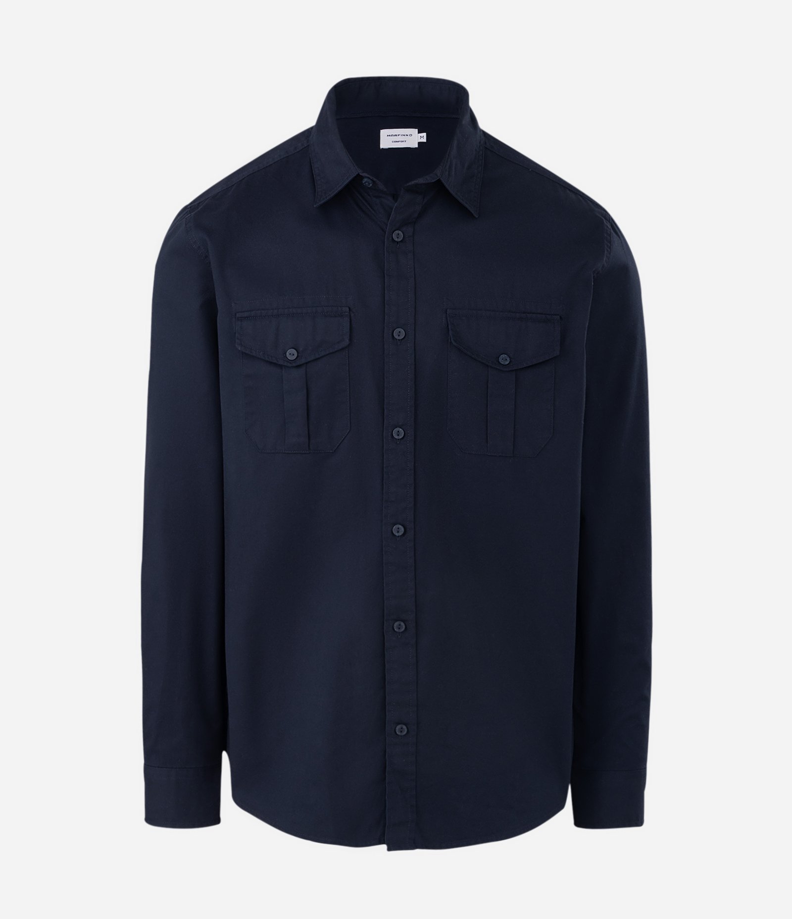 Camisa Manga Longa em Sarja com Bolsos Frontais Preto 1