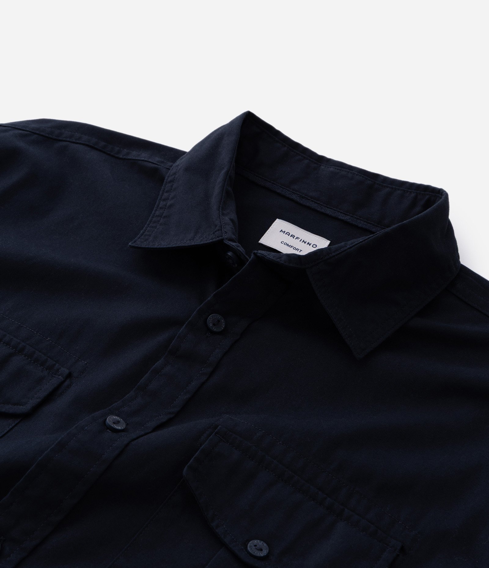 Camisa Manga Longa em Sarja com Bolsos Frontais Preto 5