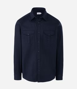 Camisa Manga Longa em Sarja com Bolsos Frontais