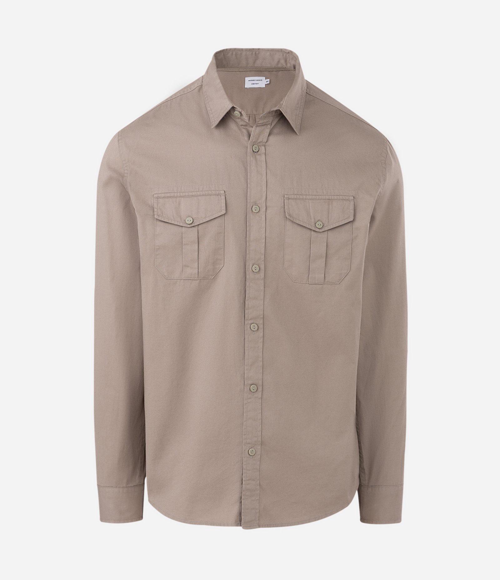 Camisa Manga Longa em Sarja com Bolsos Frontais Verde 1