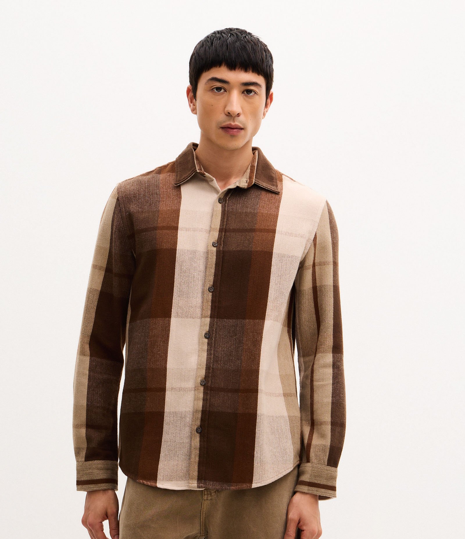 Camisa Regular em Flanela Xadrez Marrom 1