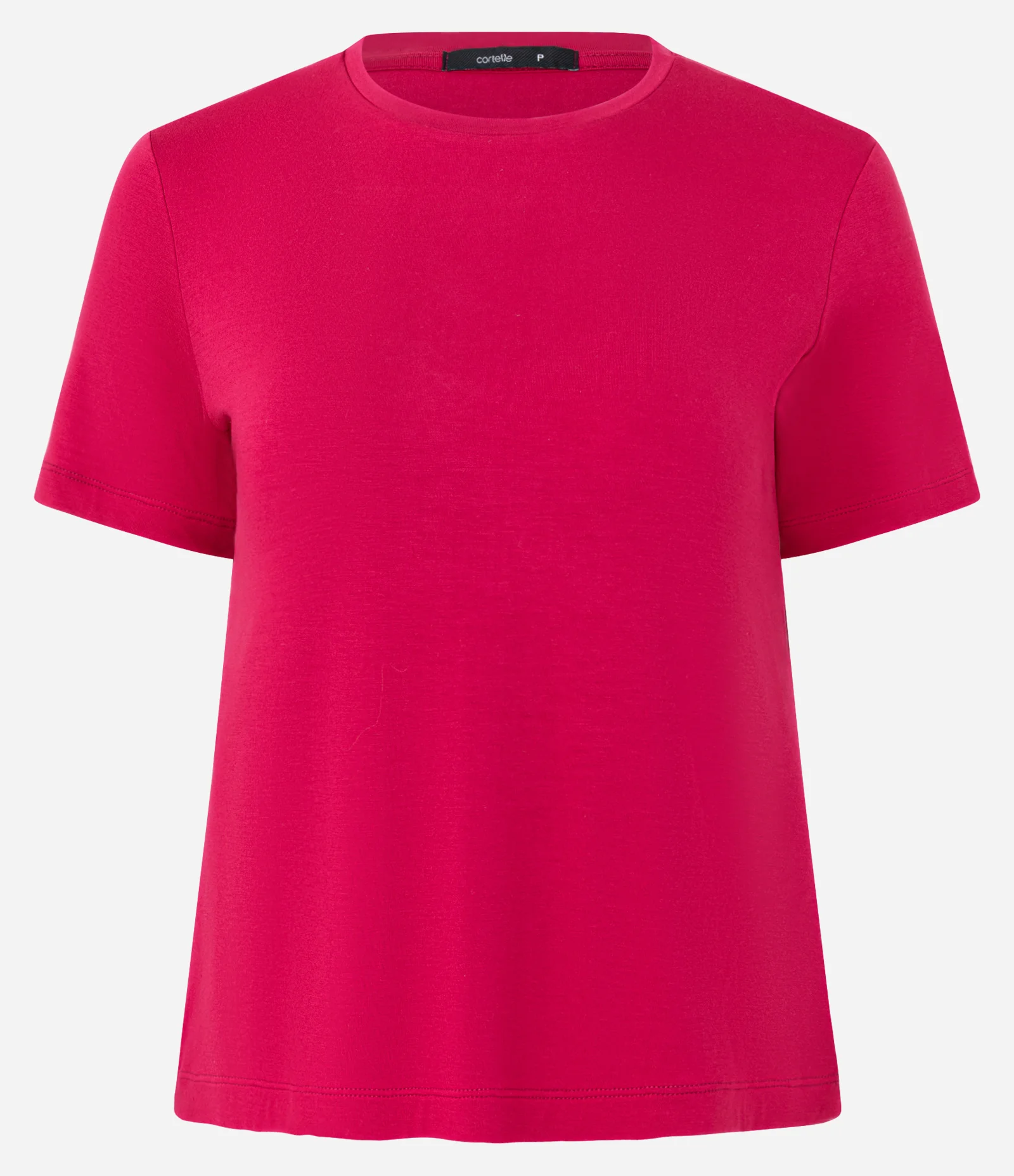 Blusa Básica em Viscose com Gola Redonda Rosa 1