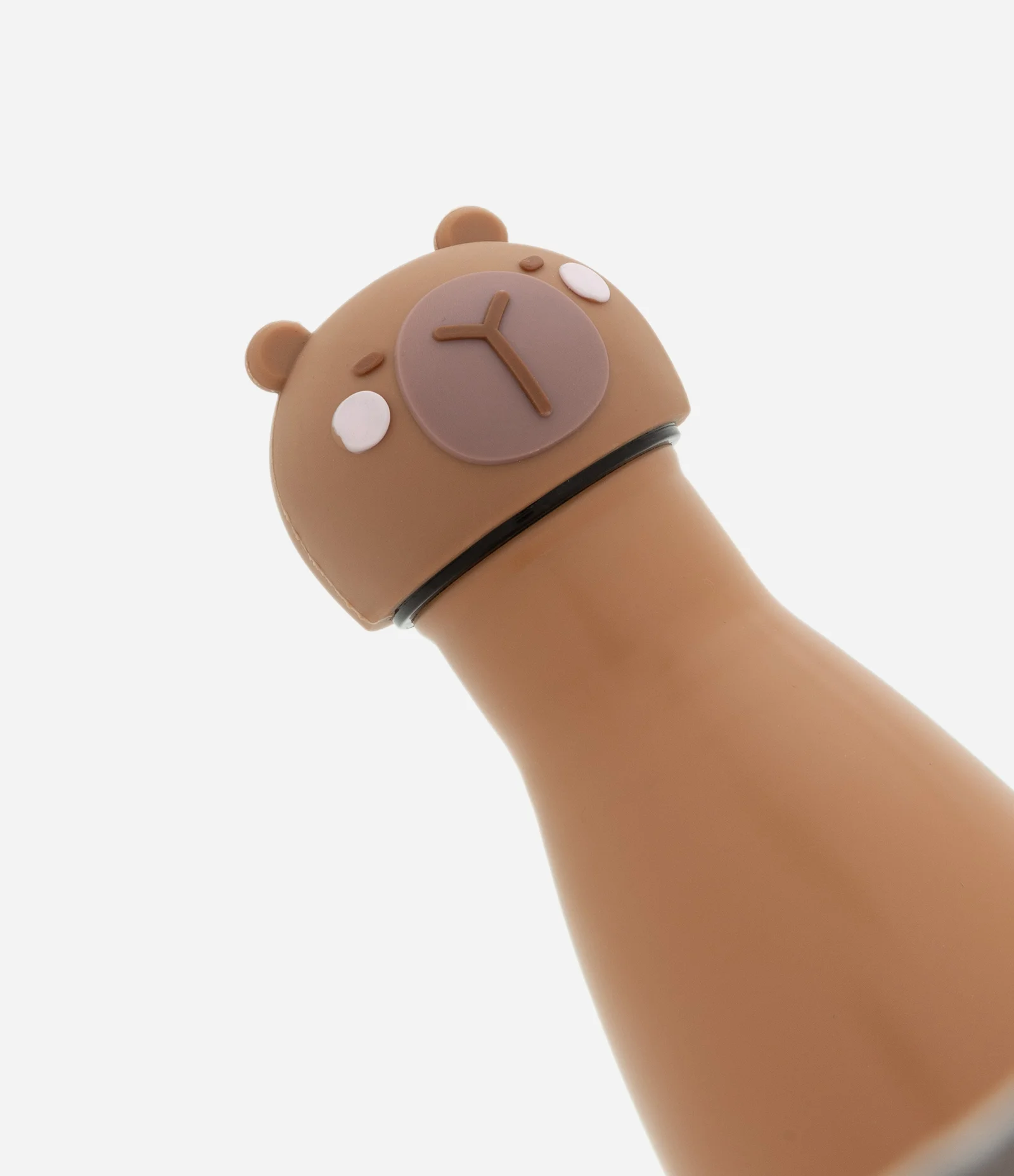 Garrafa Metalizada com Tampa 3D de Capivara Marrom 2