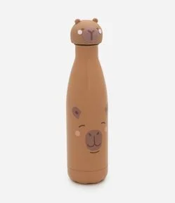 Garrafa Metalizada com Tampa 3D de Capivara 750ml